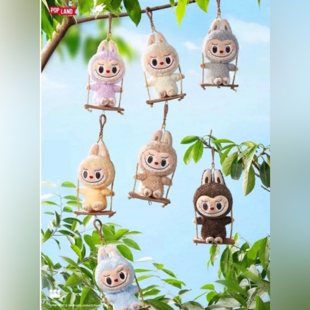 WHITE Pop Mart Pop Land Exclusive Timber Workshop Labubu Plush on Swing - Picture 8 of 16